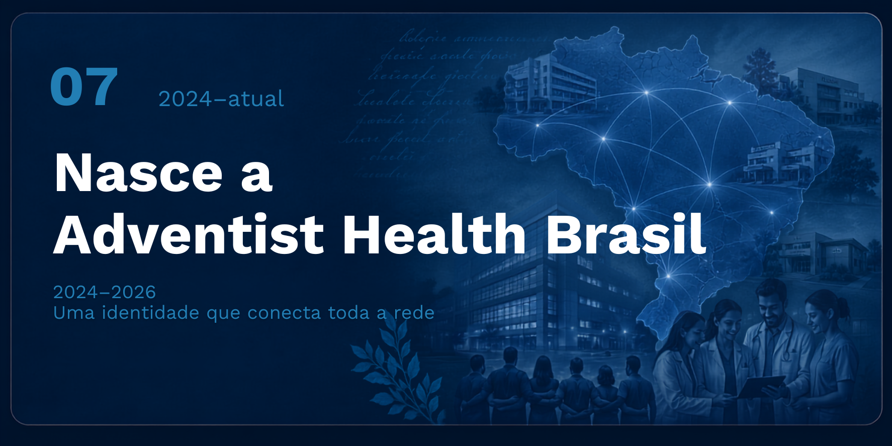 Capa do capítulo Nasce a Adventist Health Brasil (2024–2026)